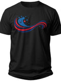 Stripes & Stars Wave Fourth of July T Shirts for Women - Adult Unisex Tee