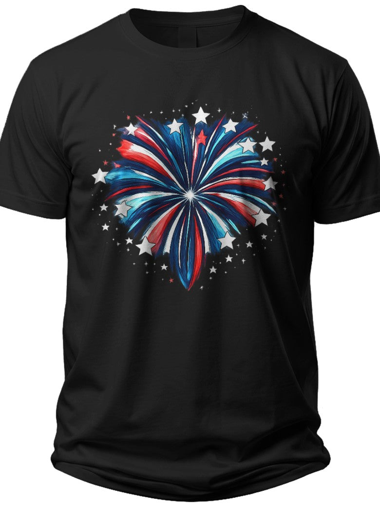 Stars and Stripes Burst Independence Day Shirt - Adult Unisex Tee