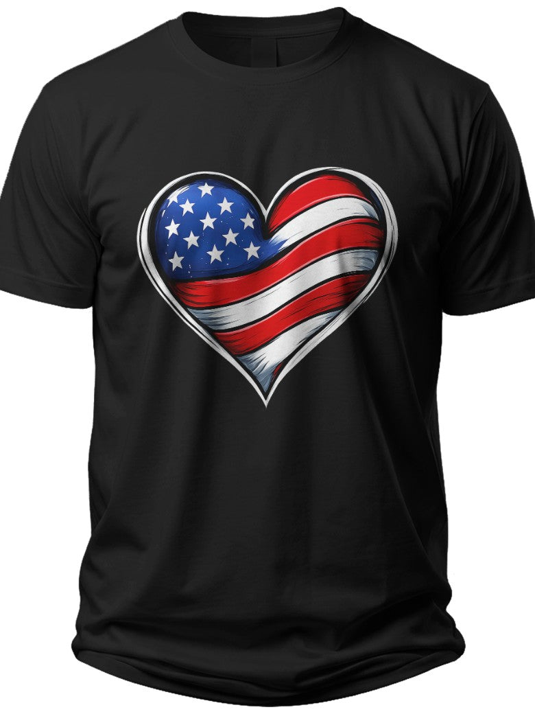 Starry Heart Design Girls Fourth of July Shirt - Adult Unisex Tee