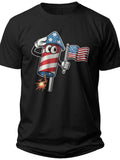 Saluting Rocket Funny 4th of July Shirt - Adult Unisex Tee