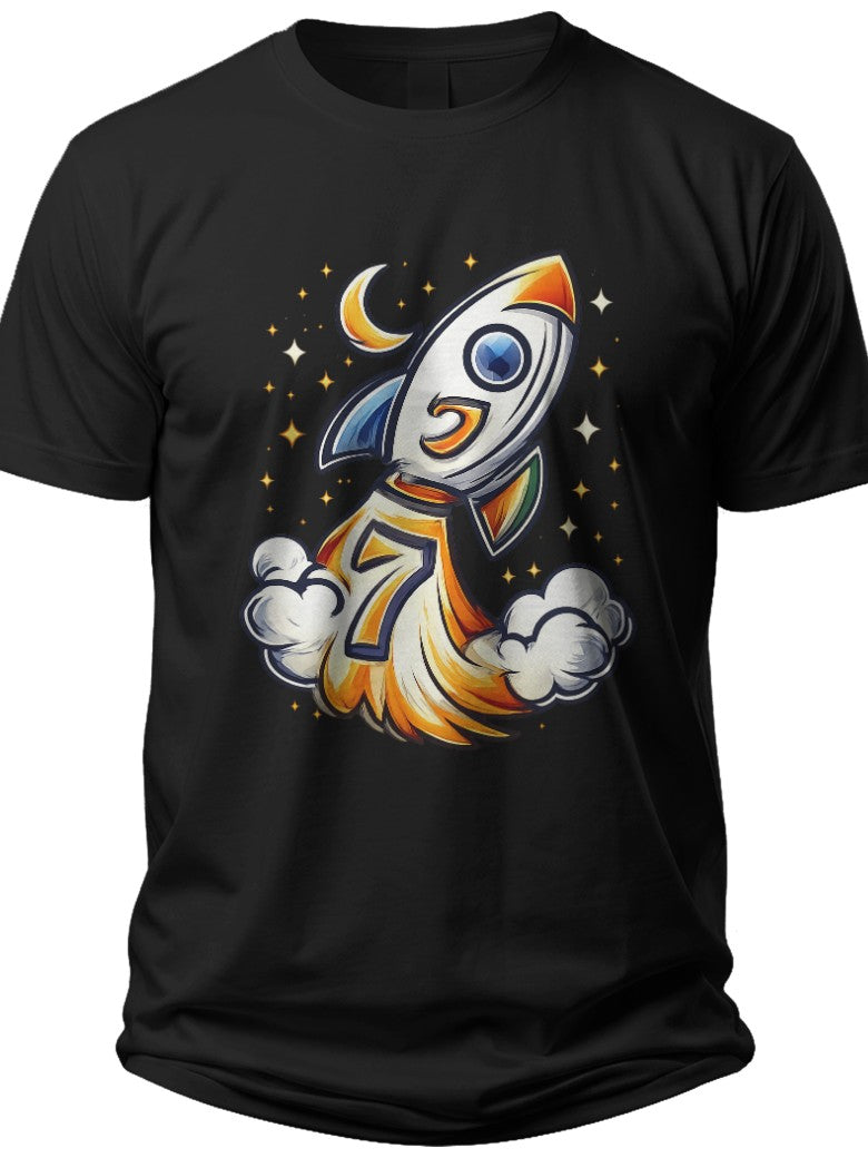 Rocket to Seven I Was 6 Now Im 7 Birthday Shirt - Adult Unisex Tee
