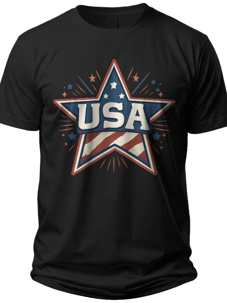 Retro USA Star Red White and Blue Shirts for Women - Adult Unisex Tee