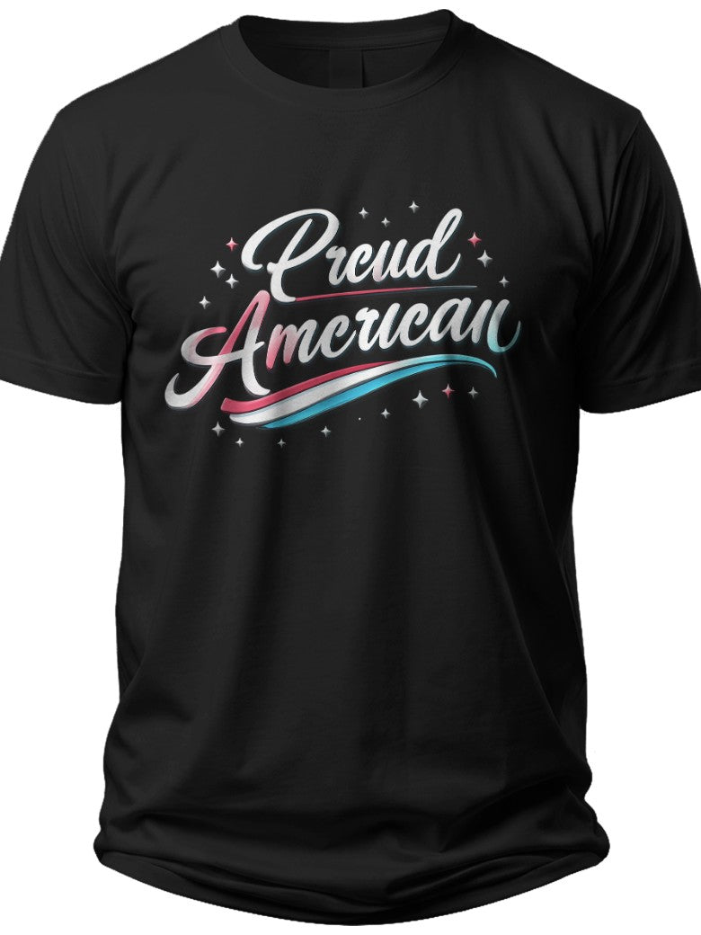 Proud American Script Flag Day Shirts for Women - Adult Unisex Tee