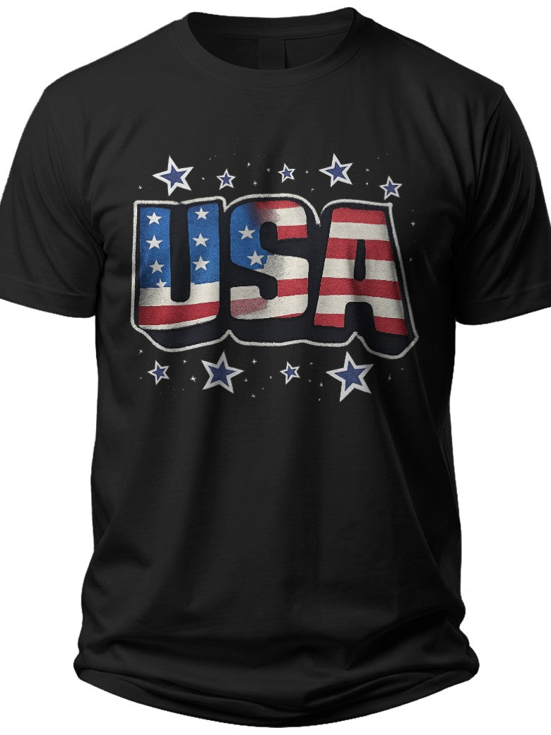 Patriotic USA Letters 4th of July Tshirts - Adult Unisex Tee