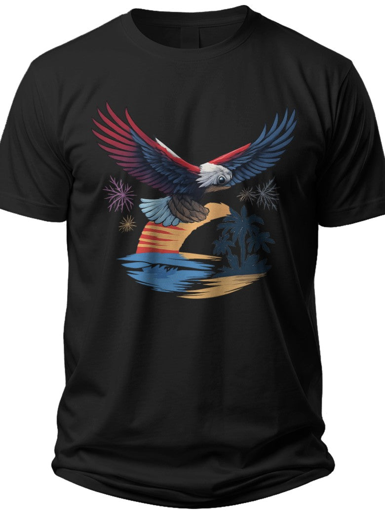 Patriotic Tropics Eagle 4th of July Hawaiian Shirts for Men - Adult Unisex Tee