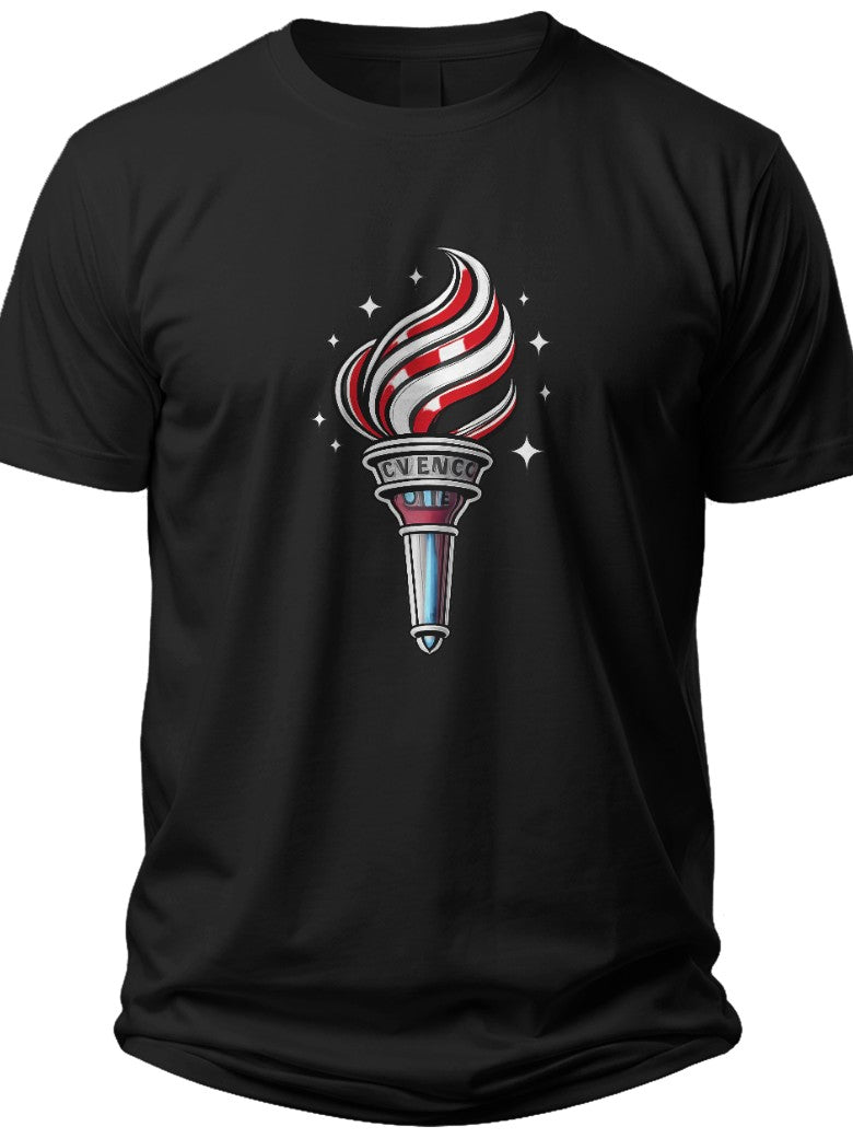 Patriotic Torch Flame Independence Day Shirt - Adult Unisex Tee
