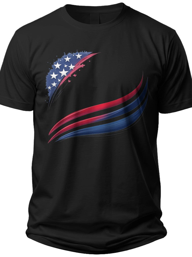 Patriotic Stripes & Stars July 4th Shirts for Men - Adult Unisex Tee