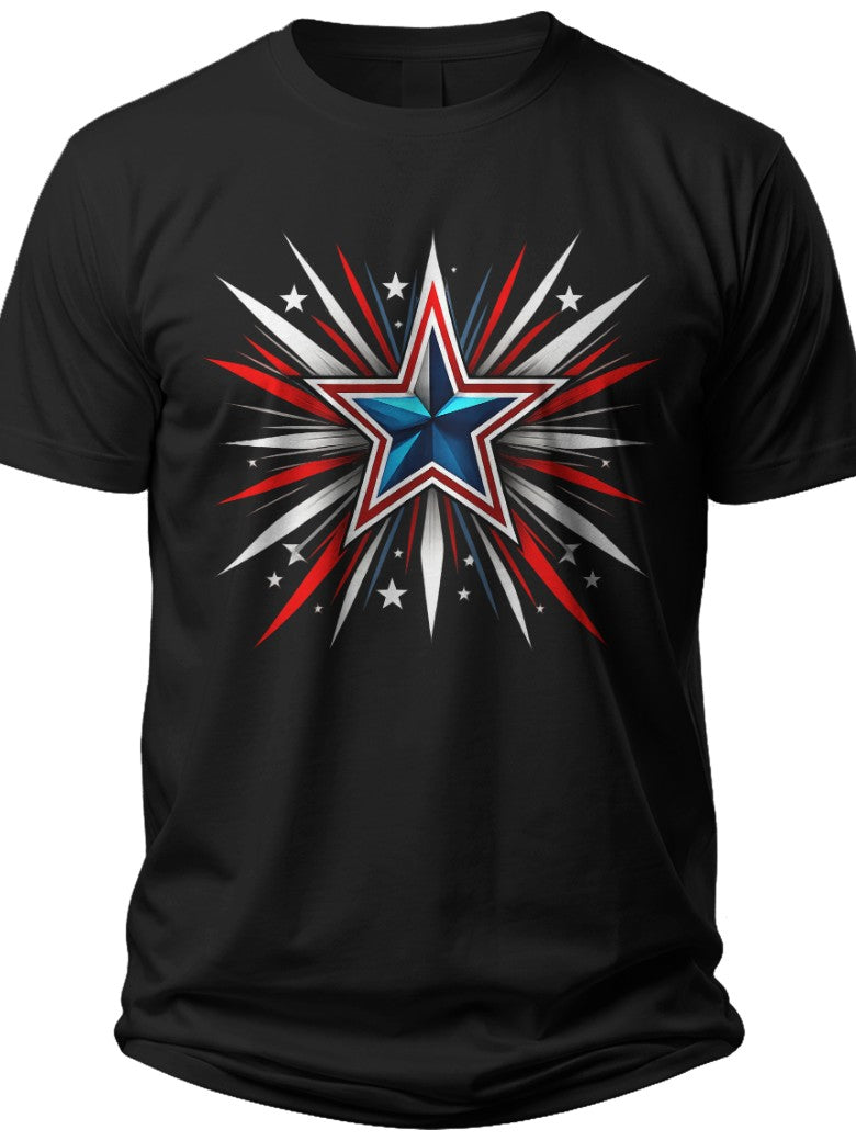 Patriotic Star Burst 4th of July Tshirt - Adult Unisex Tee