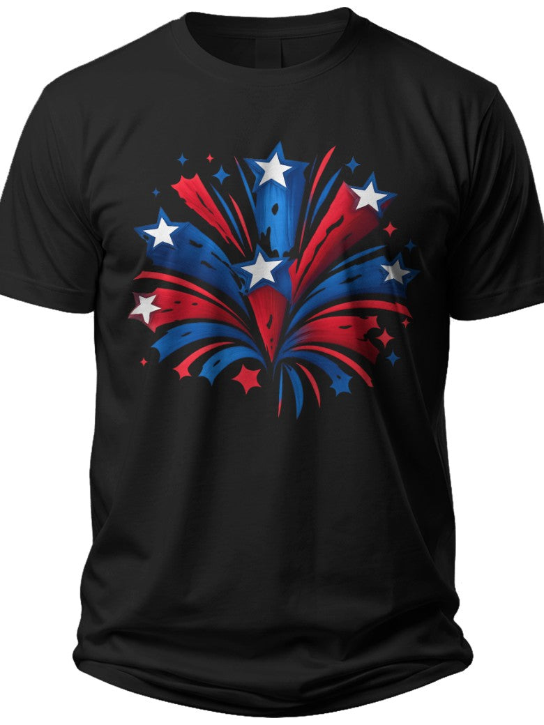 Patriotic Star Burst 4th of July Button Down Shirts for Men - Adult Unisex Tee