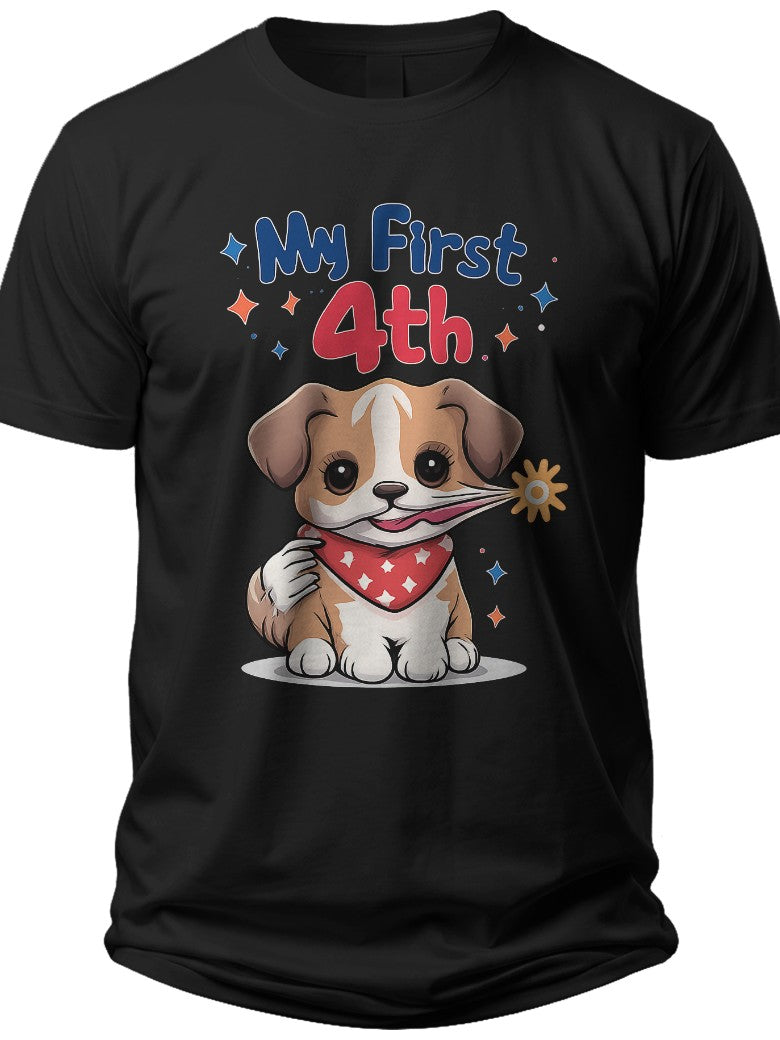 Patriotic Puppy 4th of July Shirts for Kids - Adult Unisex Tee