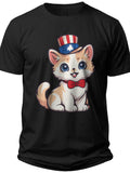 Patriotic Meow Cat 4th of July Shirt - Adult Unisex Tee