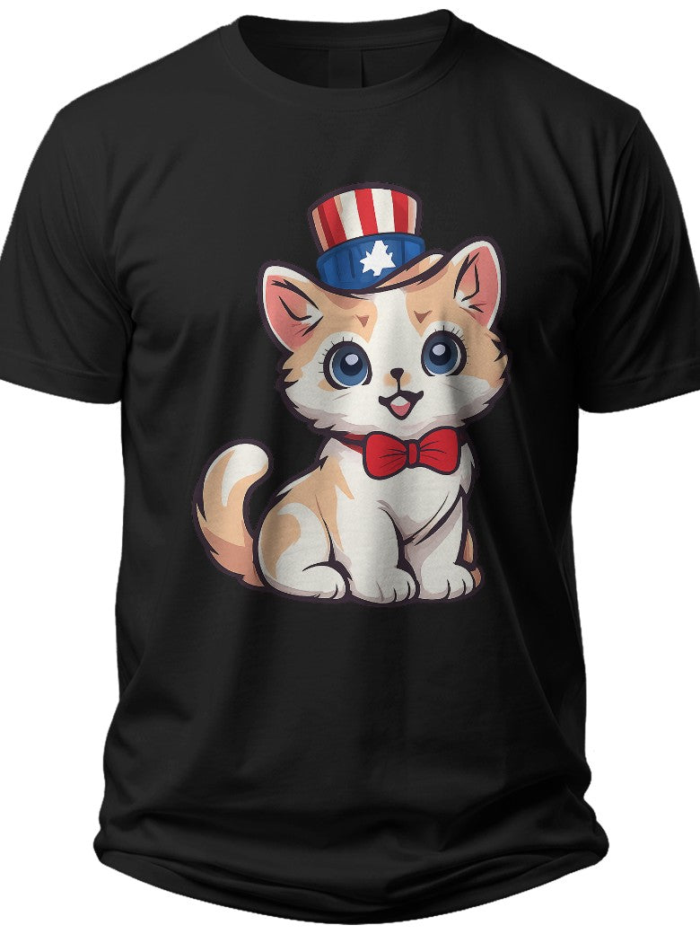 Patriotic Meow Cat 4th of July Shirt - Adult Unisex Tee
