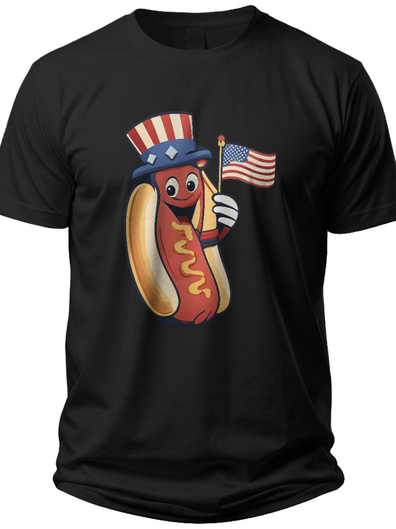 Patriotic Hot Dog Funny Fourth of July Shirts for Women - Adult Unisex Tee