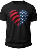 Patriotic Heart Stripes July 4 Shirts for Women - Adult Unisex Tee