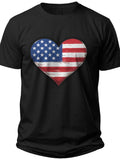 Patriotic Heart Stripes 4th of July Shirts for Women - Adult Unisex Tee