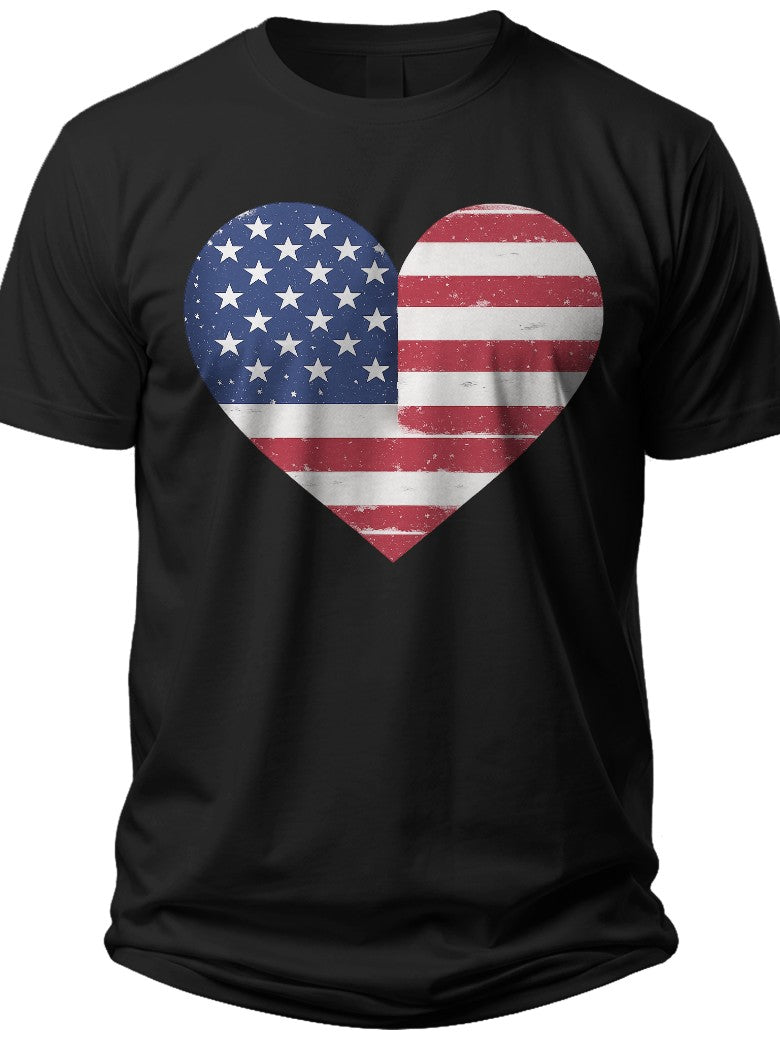Patriotic Heart Flag 4th of July Womens Shirt - Adult Unisex Tee