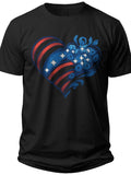 Patriotic Heart Bloom Fourth of July T Shirts for Women - Adult Unisex Tee