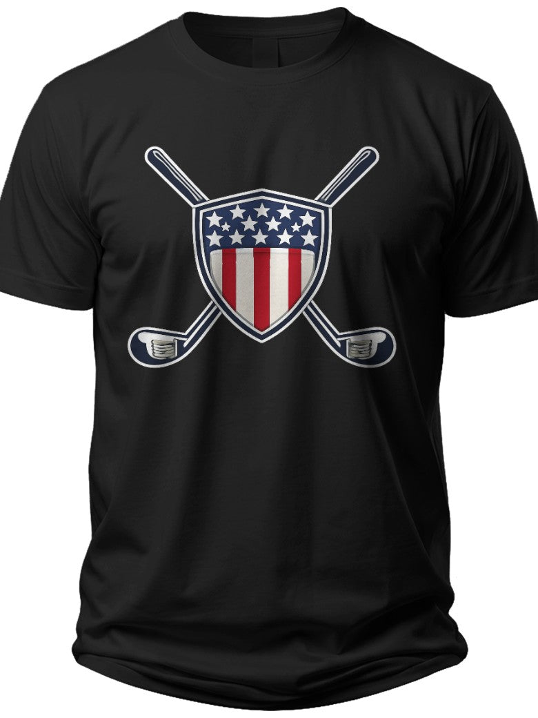 Patriotic Golf Emblem 4th of July Golf Shirts for Men - Adult Unisex Tee