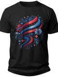 Patriotic Floral Stripes Womens 4th of July Shirt - Adult Unisex Tee