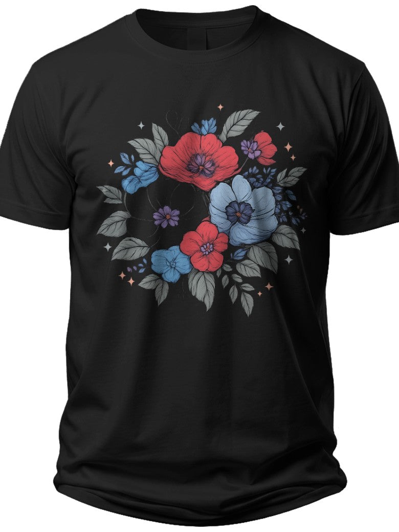Patriotic Floral Bloom Flag Day Shirts for Women - Adult Unisex Tee