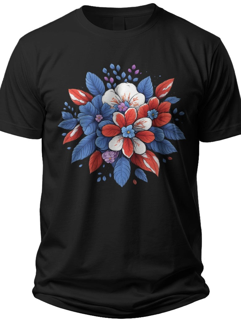 Patriotic Blossom 4th of July Tee Shirts for Women - Adult Unisex Tee