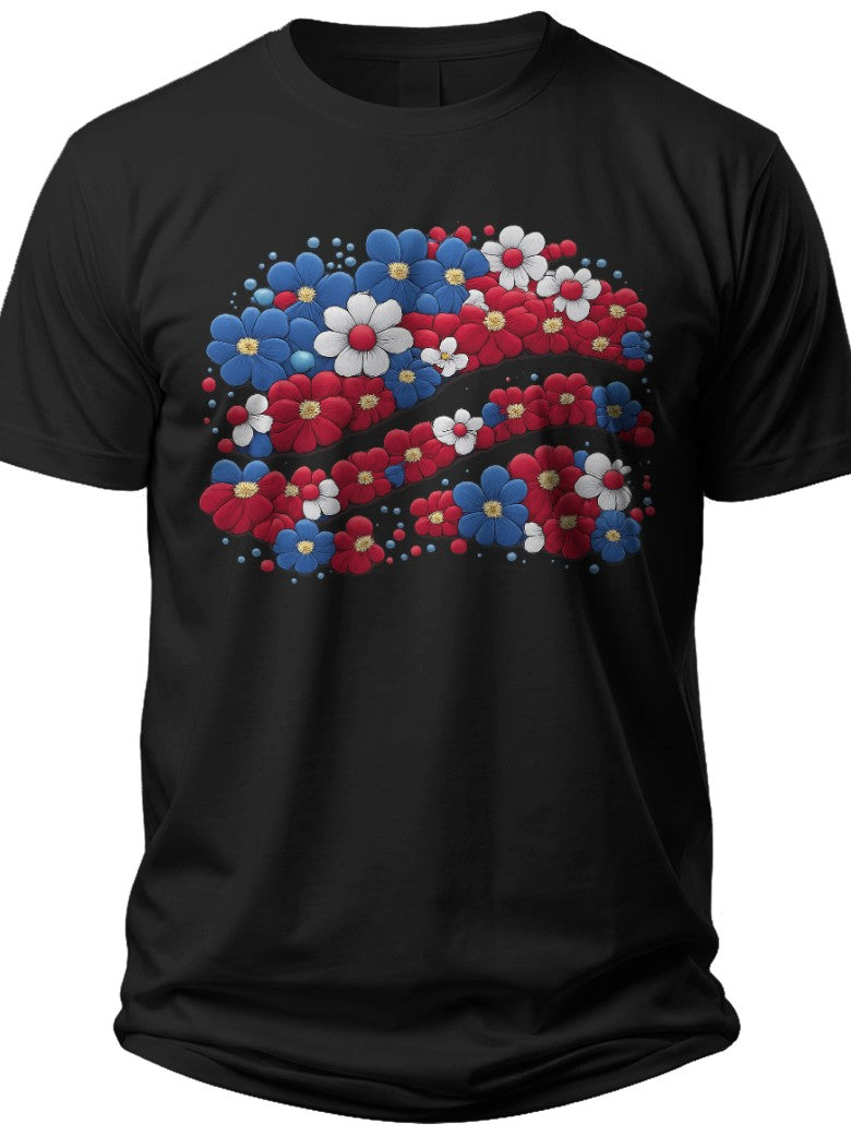 Patriotic Bloom July 4th Shirts for Women - Adult Unisex Tee