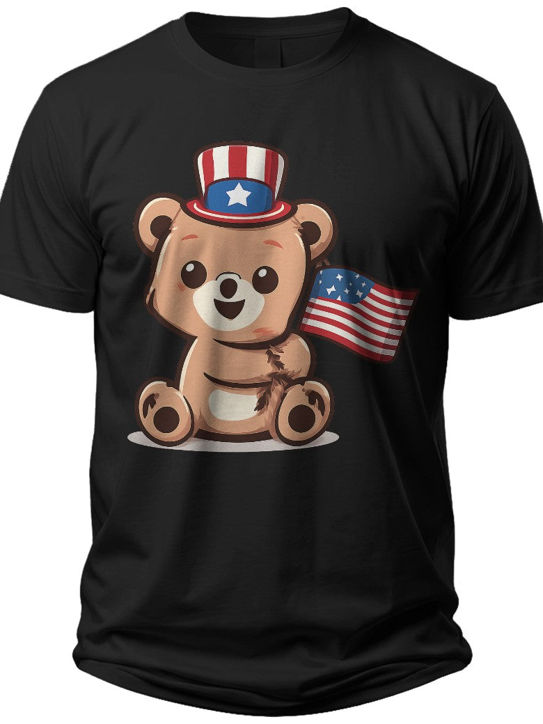 Patriotic Bear Cub Kids 4th of July Shirt - Adult Unisex Tee