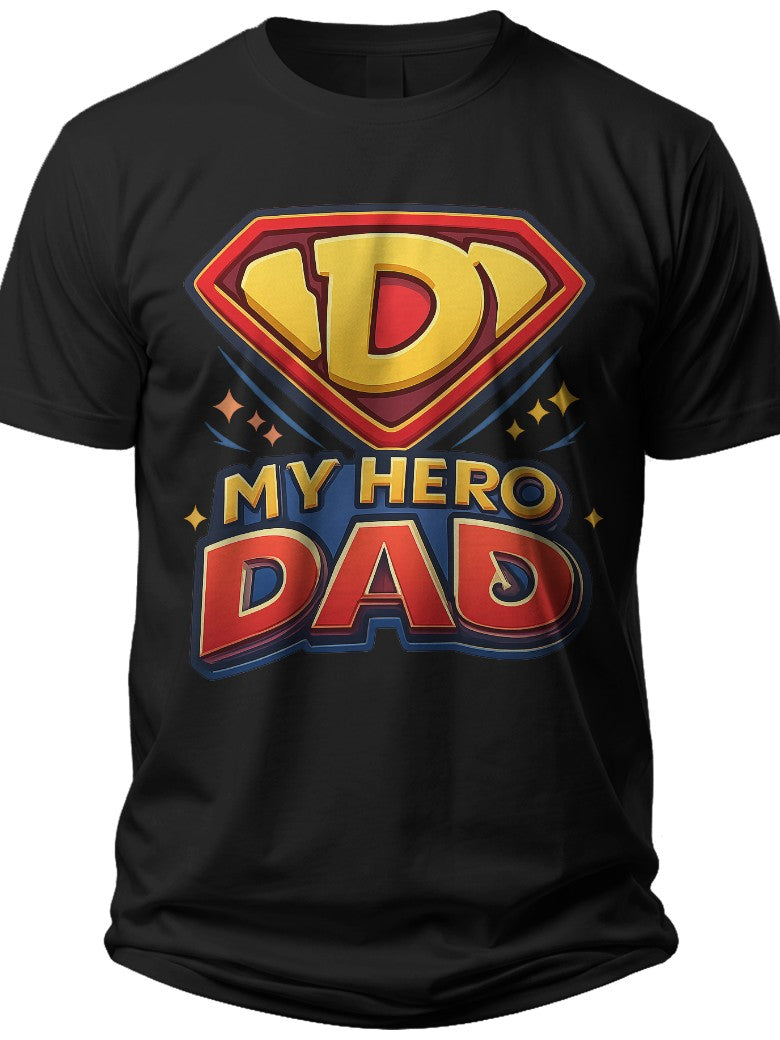 My Hero Dad Shield Fathers Day Tee Shirts - Adult Unisex Tee