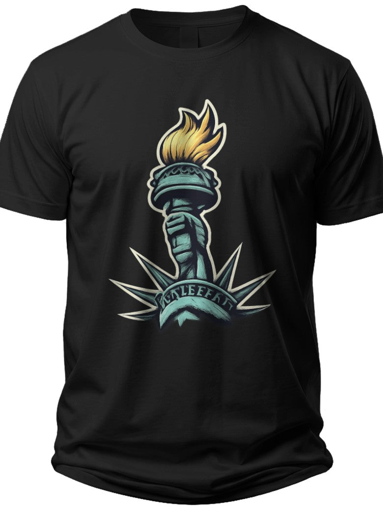 Liberty's Torch Minimal 4th of July T Shirts for Men - Adult Unisex Tee