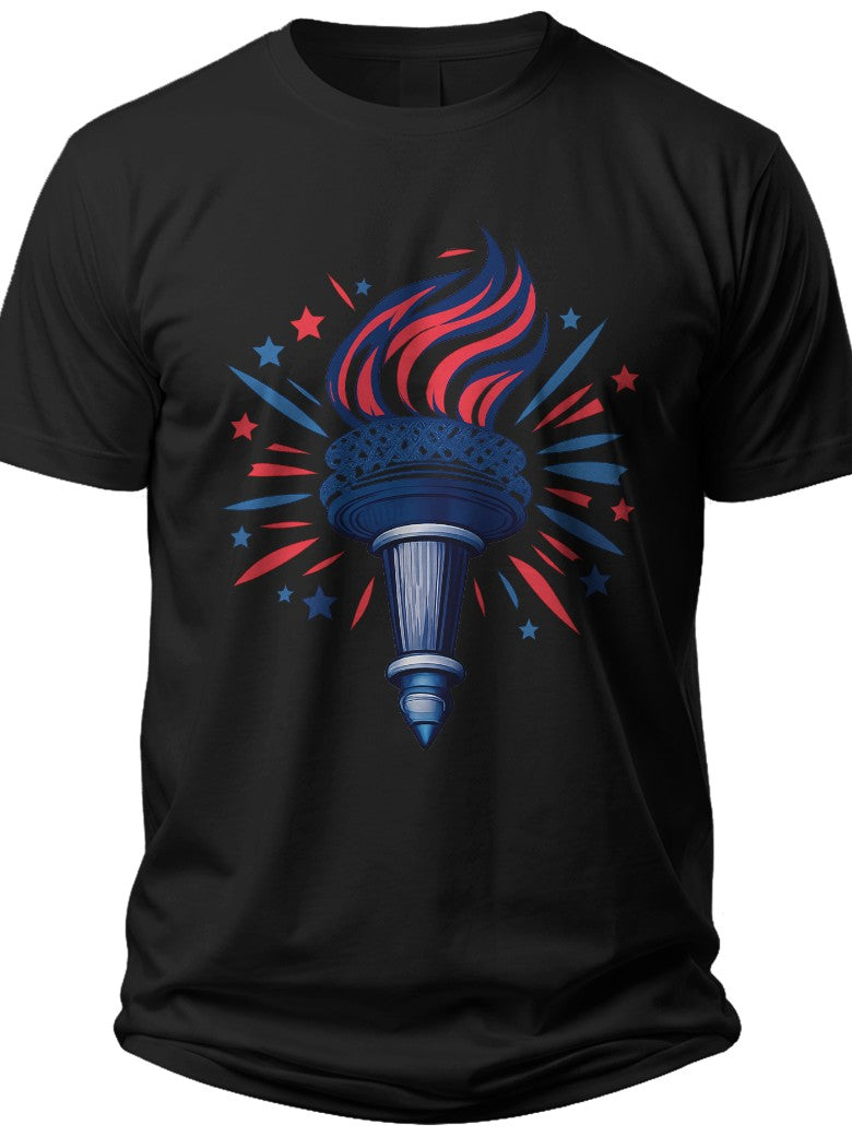 Liberty Torch Silhouette Men's 4th of July T-shirts - Adult Unisex Tee