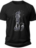 Liberty Torch Outline Forth of July Shirts Mens - Adult Unisex Tee