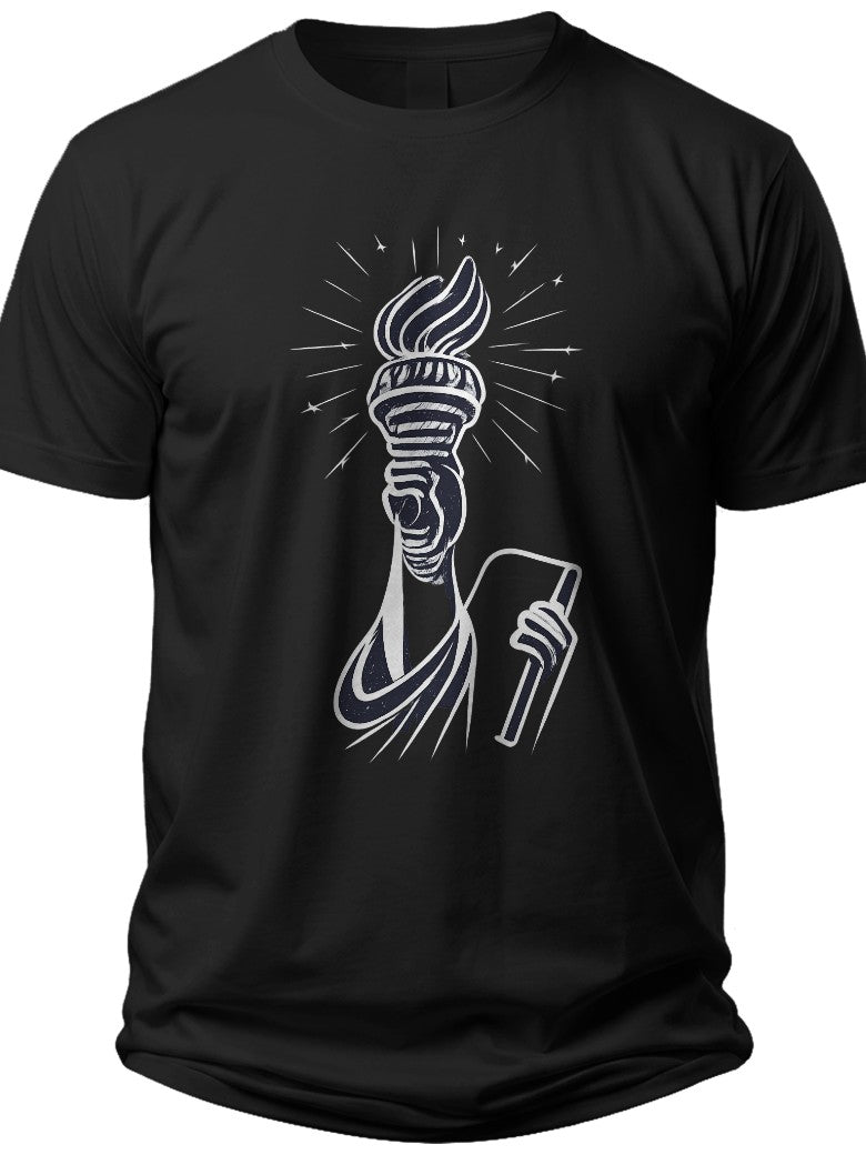 Liberty Torch Outline Forth of July Shirts Mens - Adult Unisex Tee