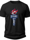 Liberty Torch Outline 4th of July Button Down Shirts for Men - Adult Unisex Tee
