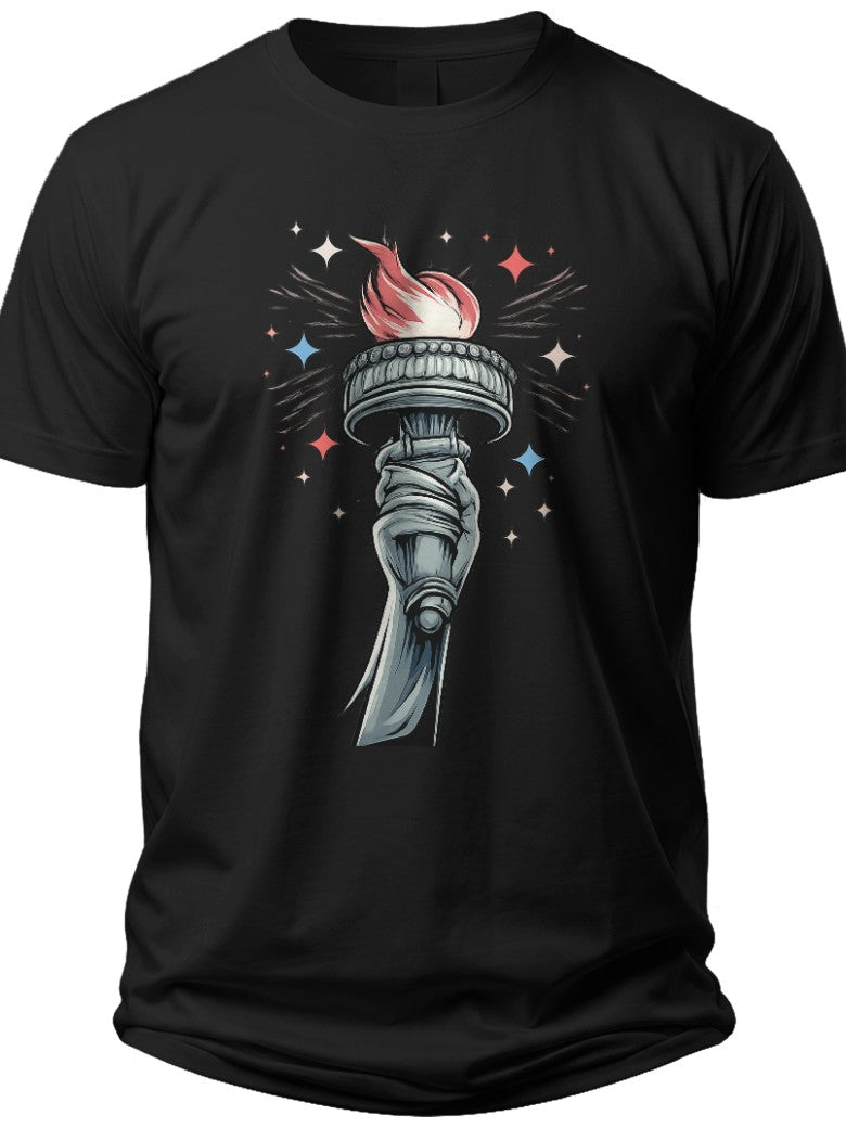 Liberty Torch & Stars Independence Day Shirts for Men - Adult Unisex Tee