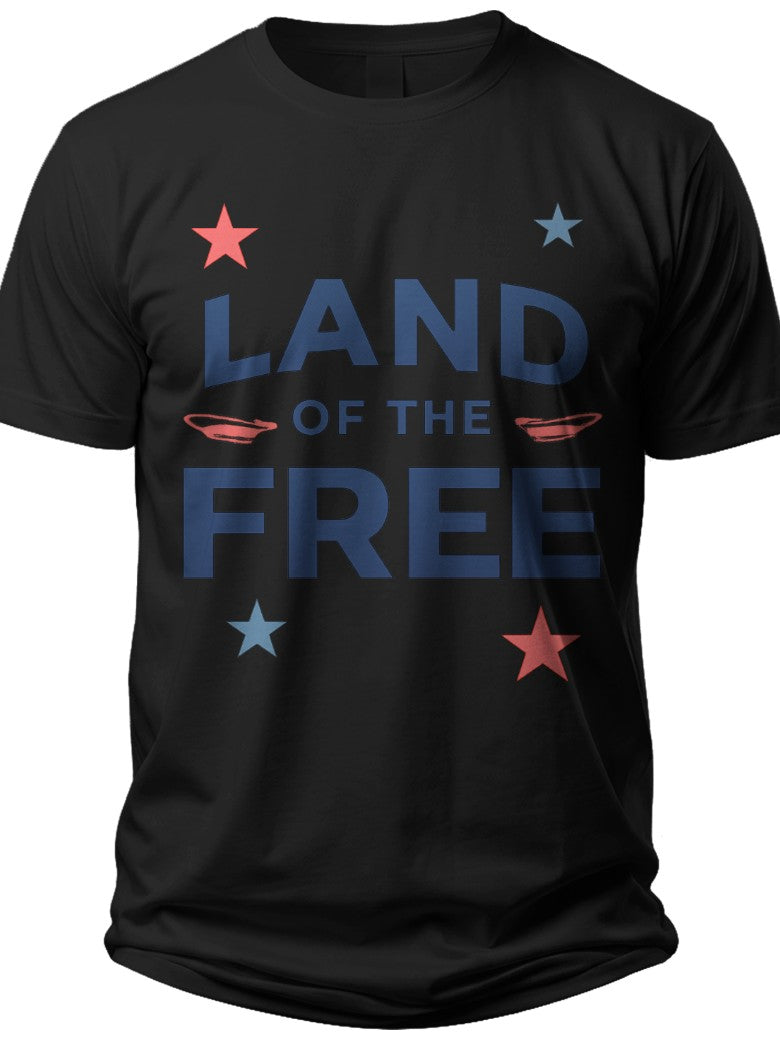 Land of the Free Typographic Fourth of July Shirts - Adult Unisex Tee