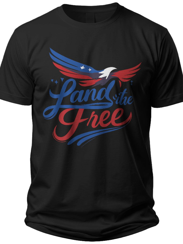 Land of the Free Script Red White and Blue Shirts for Women - Adult Unisex Tee