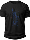 Lady Liberty Outline 4th If July Shirts for Women - Adult Unisex Tee