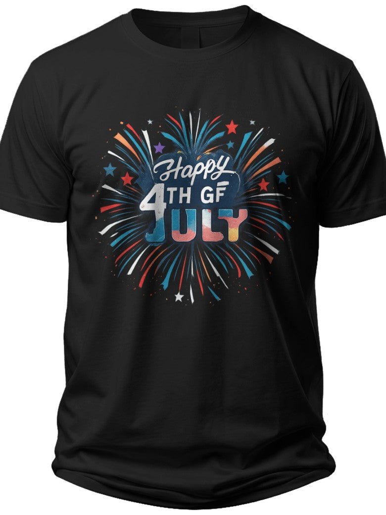 Happy Fourth Burst 4th of July T Shirts - Adult Unisex Tee