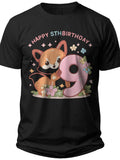Happy 9th Floral Fox 9th Birthday Shirt - Adult Unisex Tee