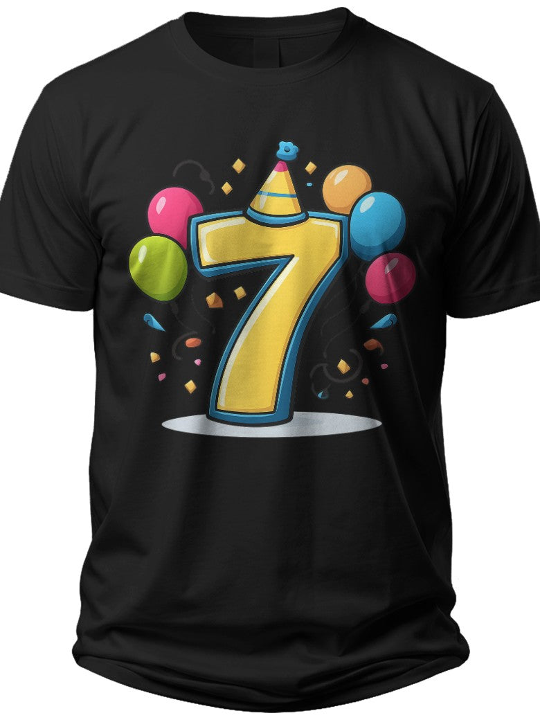 Happy 7th Birthday Balloons I Was 6 Now Im 7 Shirt - Adult Unisex Tee