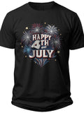 Happy 4th Fireworks Text Men's 4th of July T-shirts - Adult Unisex Tee