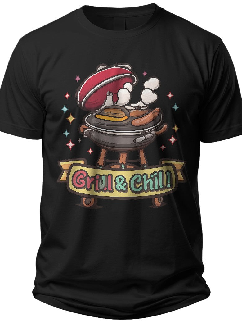 Grill & Chill Celebration Fourth of July Shirt - Adult Unisex Tee