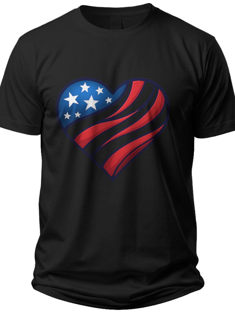 Geometric Flag Heart Independence Day Shirt - Adult Unisex Tee