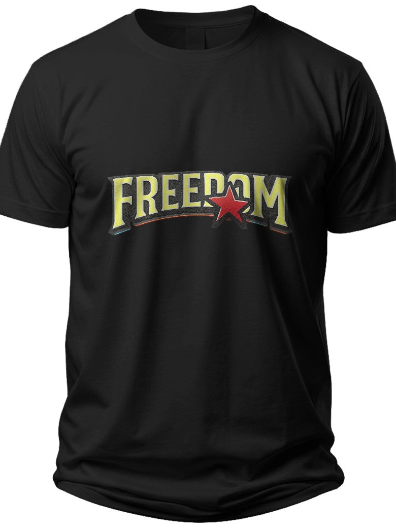 Freedom Star Text Mens Fourth of July Shirt - Adult Unisex Tee