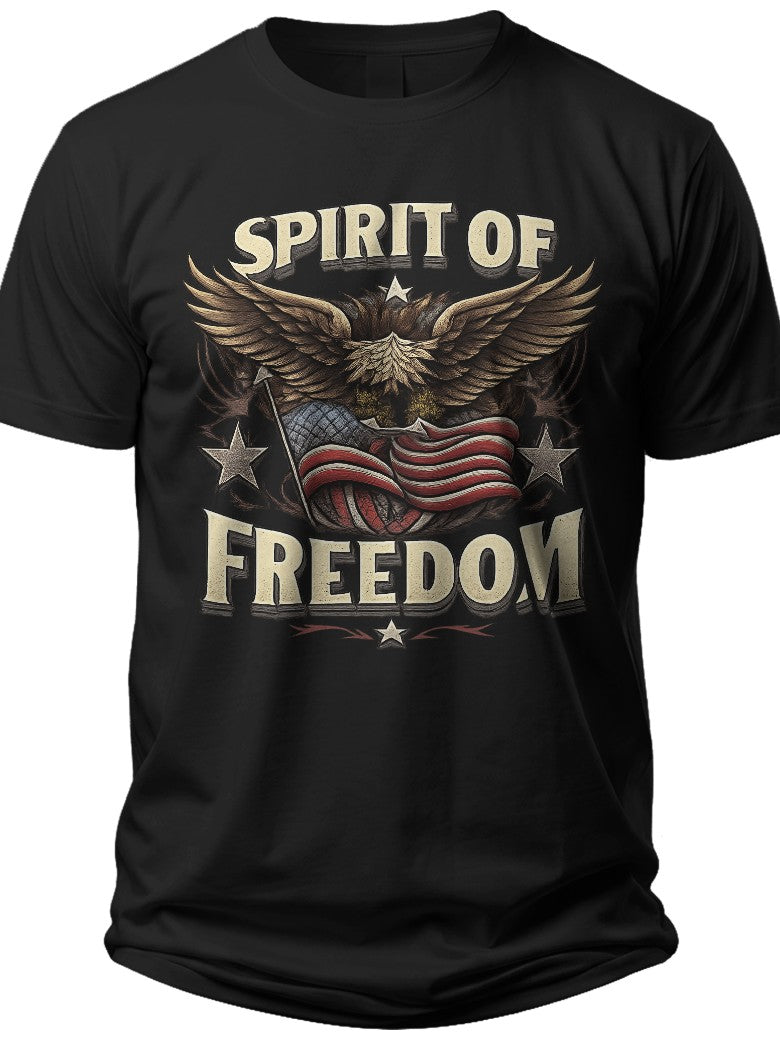 Freedom Spirit Text 4th July Shirts for Men - Adult Unisex Tee