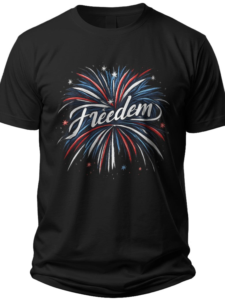 Freedom Firework Sparkle Fourth of July T Shirts for Women - Adult Unisex Tee