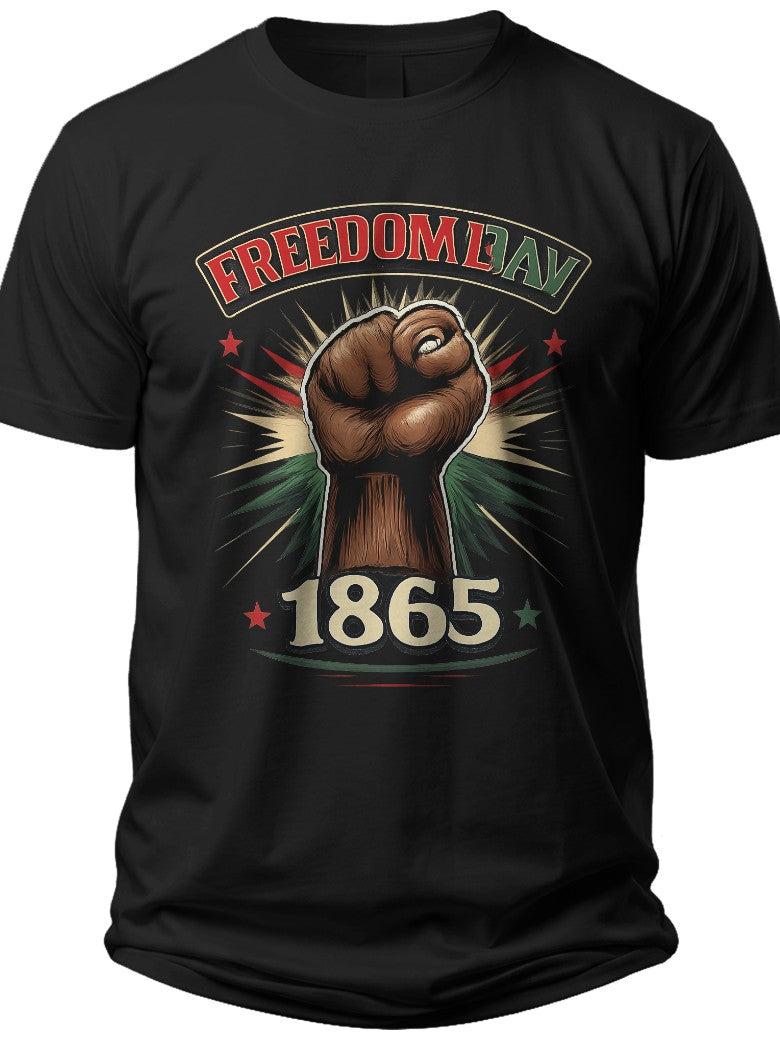 Freedom Day 1865 Fist Womens Juneteenth T-shirts - Adult Unisex Tee