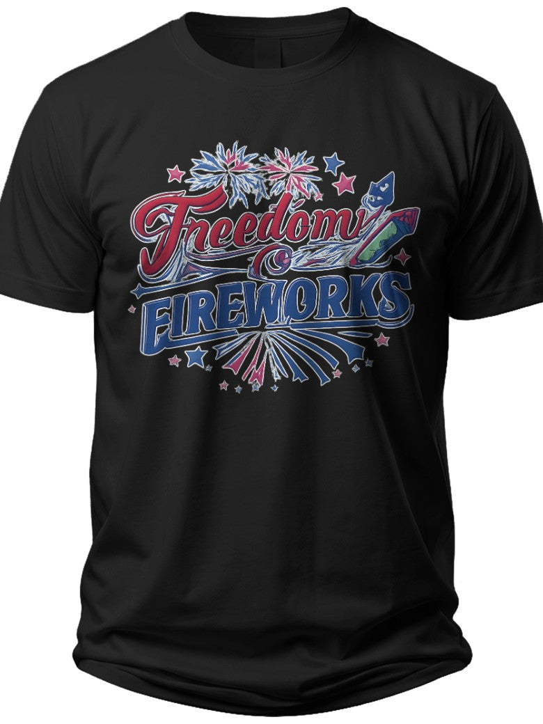 Freedom & Fireworks July 4th Shirt - Adult Unisex Tee