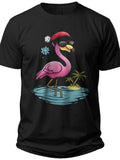 Festive Flamingo Christmas in July Shirt - Adult Unisex Tee