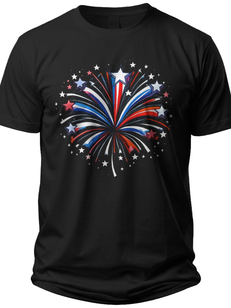 Festive Firework Burst Plus Size 4th of July Shirt - Adult Unisex Tee